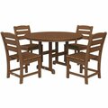 Polywood Lakeside 48'' Teak 5-Piece Round Table Dining Set 633PWS5171TE